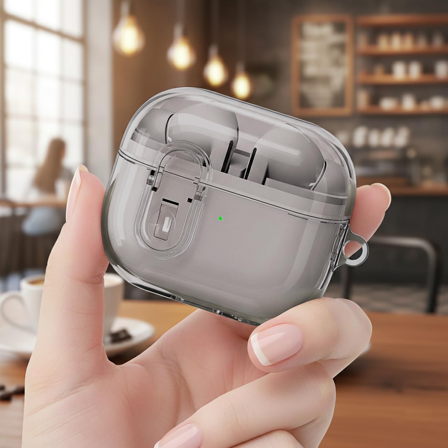 CaseOnn Samsung Galaxy Buds 3 Pro Kılıf Güvenli Kilitli Koruma Kılıfı Füme