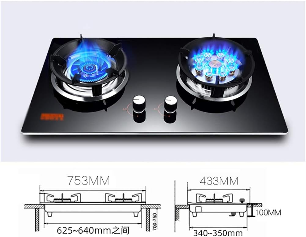 Burner Gas Cooker Built-in Gas Cooktop -2 Cast Iron Portable Hob Rings(Lpg)