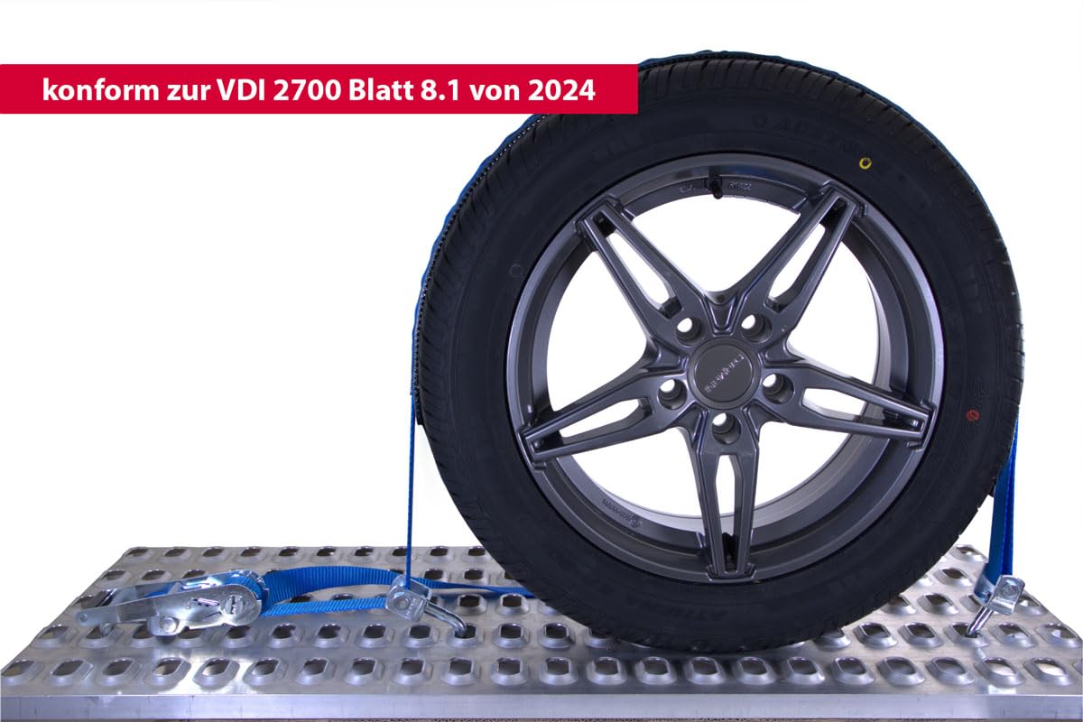 SHZ Spanngurt Autotransport 35mm VDI2700 konform Radsicherungsgurt 3t Zurrgurt LC 1.500/3.000 daN Auto Transport Spanngurt Reifengurt (4 x 72)
