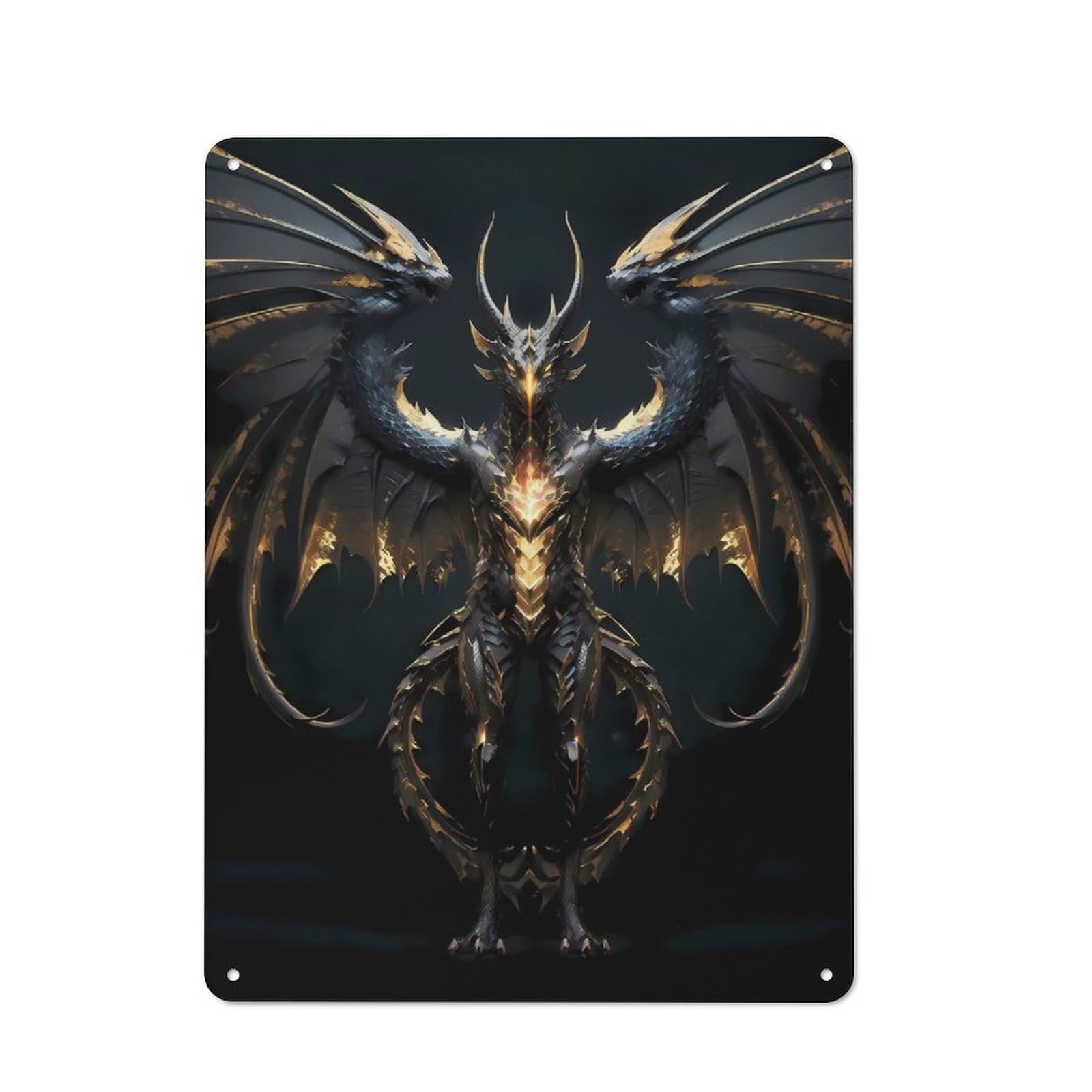 Junmoney Style Metal Sign 40X30cm With God Dragon Wings For Hallway Wall, Vintage Decor, For Vintage Wall Decor Fans, For Themed Room Decoration