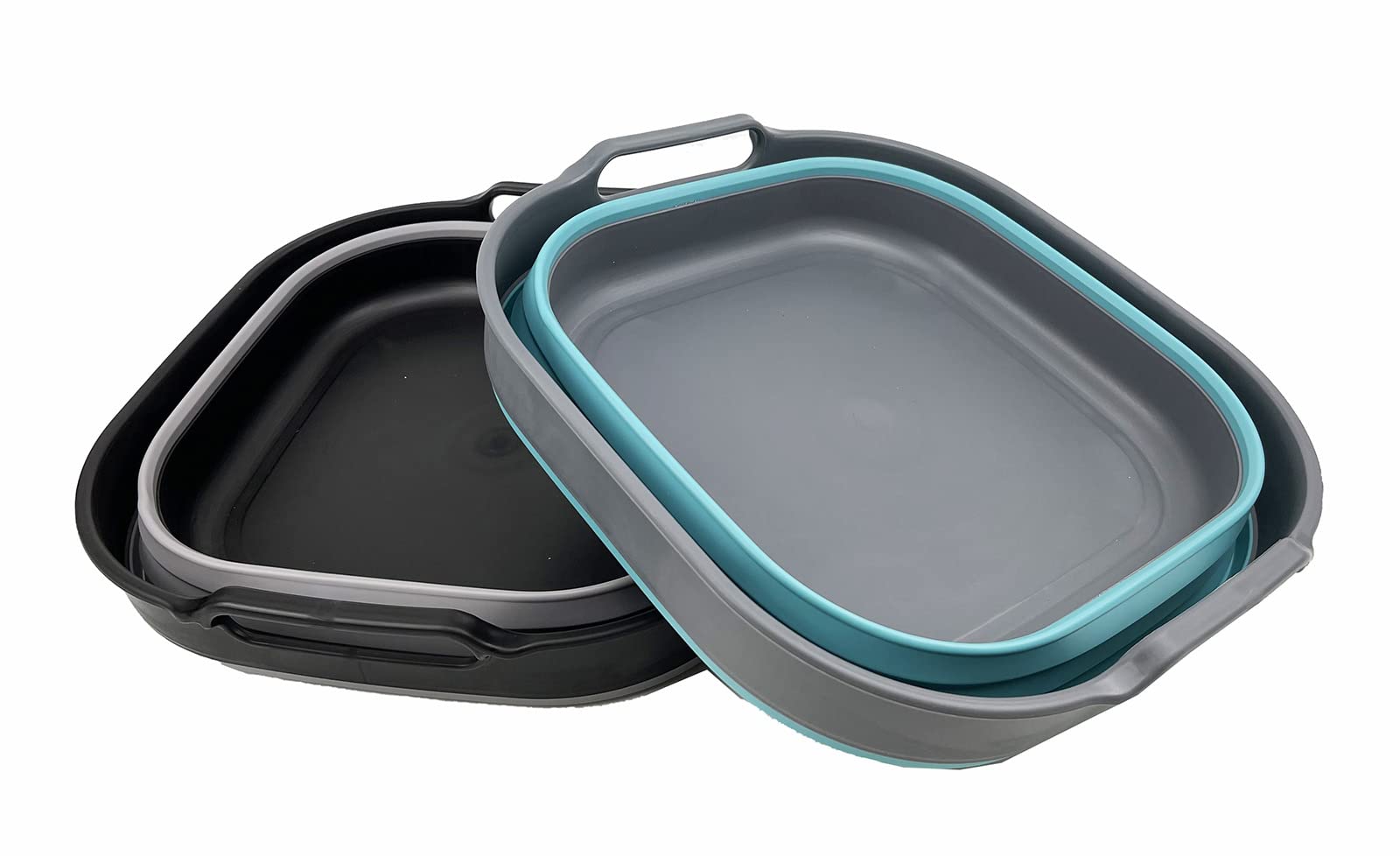 SAMMART Collapsible Dishpan Set Of 2 - 10L Foldable Washing Basins, Grey, Space-Saving Kitchen Tub - View #3