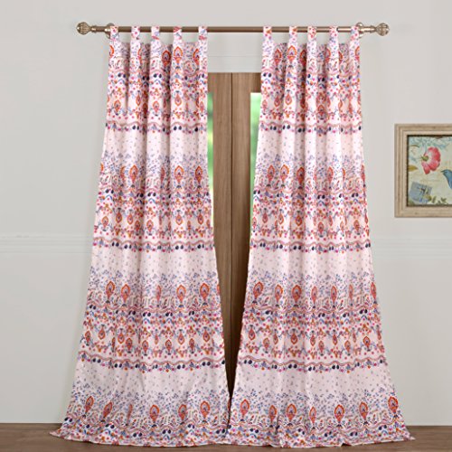 Greenland Home Fashions Collection Window Treatment, Curtains, Tiers, Draperies, Panels, Lined with Tiebacks, 42