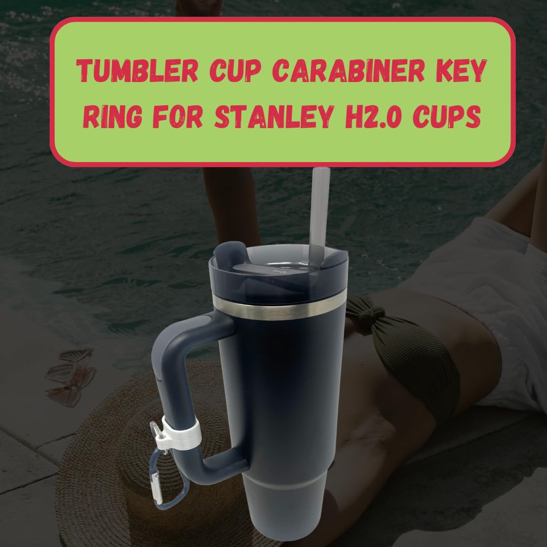 Carabiner Clip Attachment Compatible with Stanley H2.0 40 oz Tumblers | Carabiner & Keychain Attachment for Holding Keys, Wallets, or Other Accessories | Made in USA (White)