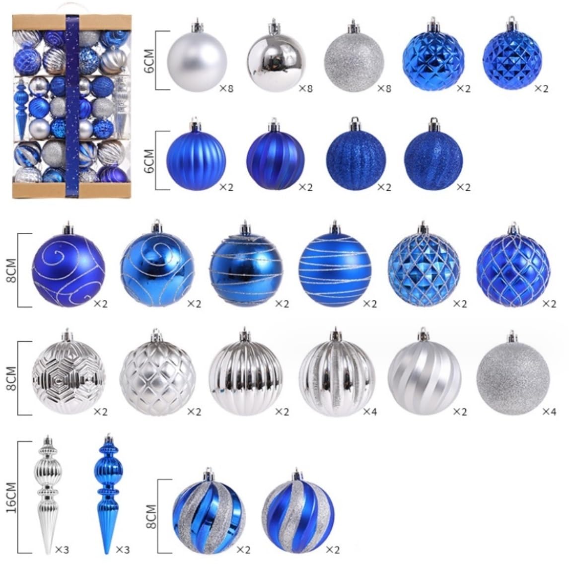 Set de Bolas de Navidad Bolas de Navidad 70 Uds Bolas De Navidad Inastillables Decoraciones Para Árboles De Navidad Adornos Bolas Navidad Colgante Decoración Navideña Bolas para Arbol de Navidad ( Col