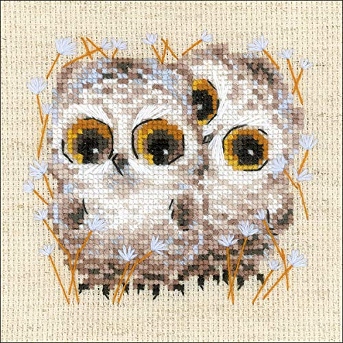 Riolis Counted Cross Stitch Kit 5"X5"-Little Owls (14 Count)