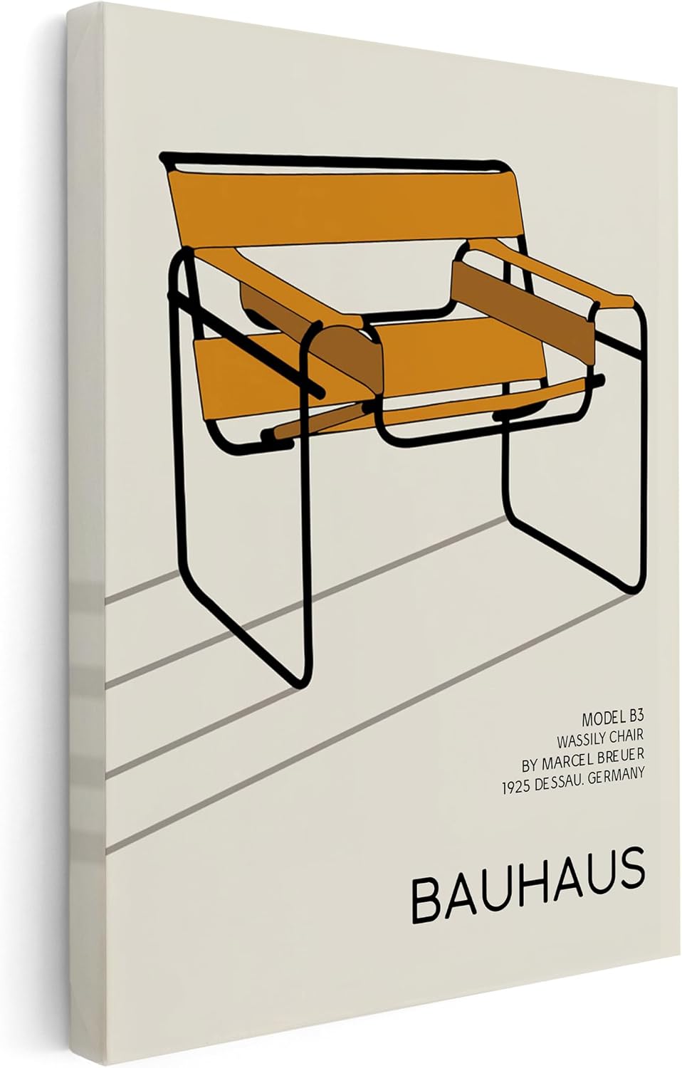 Poster Master Bauhaus Canvas - Wassily Chair Print - Exhibition Art - Minimal Art - Gift for Men & Women - Wall Decor for Bedroom, Living Room, Office or Dorm - 8x10 STRETCHED Canvas