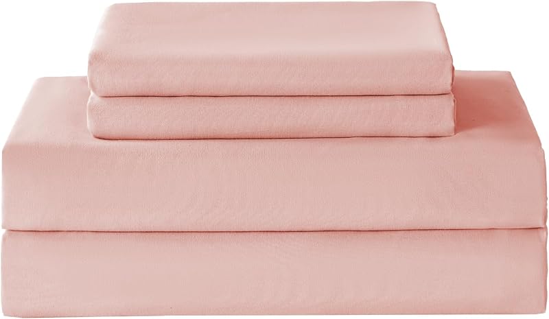 Yibeizi Full Size Bed Sheets Set, Pink Cooling Hypoallergenic Microfiber Double Bed Sheets, Soft Oeko-Tex Extra Deep Pocket Sheets & Pillowcases Wrinkle Free Bedsheets
