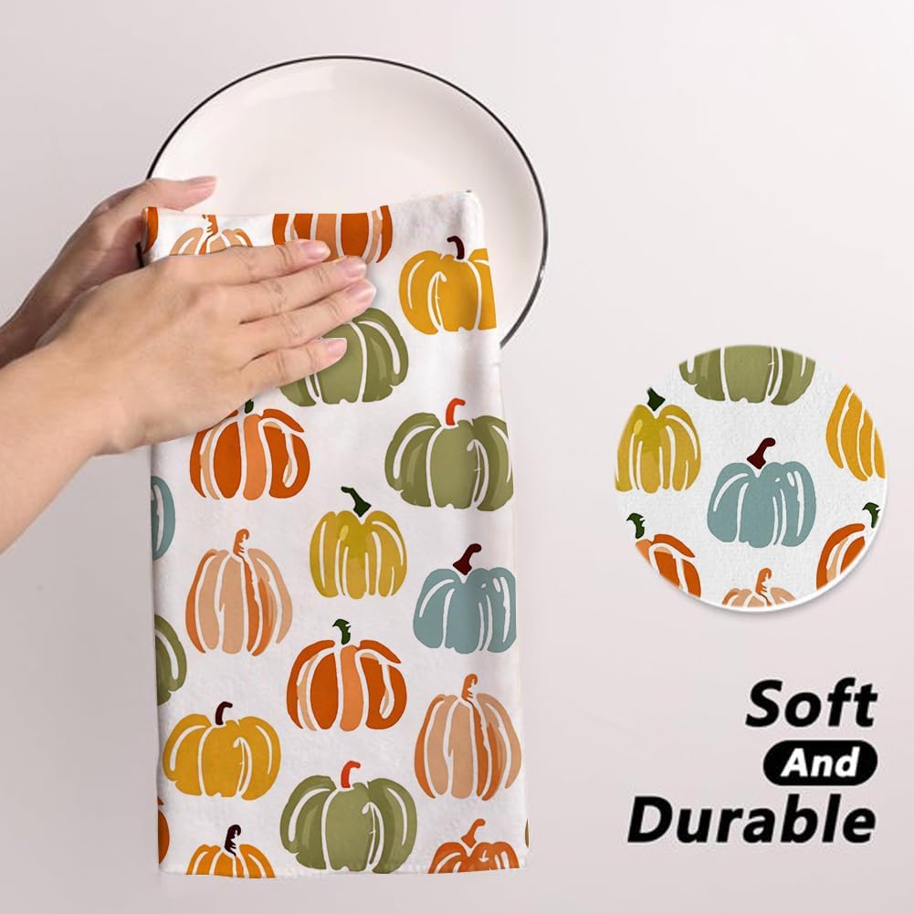 RABUSOFA Watercolor Pumpkins Fall Kitchen Towels Kitchen Decor