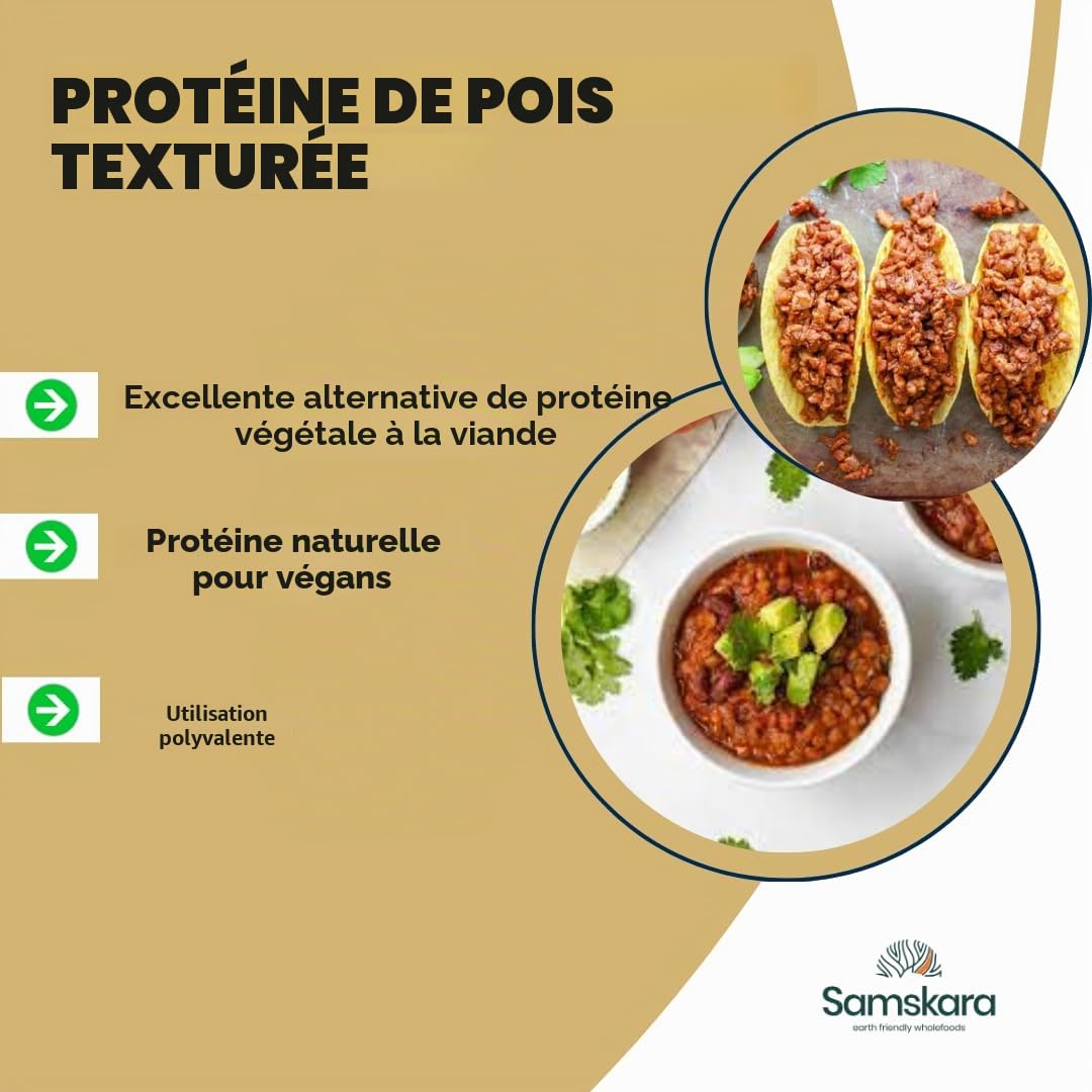Protéine de pois granulée texturée | agriculture biologique BIO | 100% naturel | viande végétale végétalienne sans gluten sans soja (400gr)