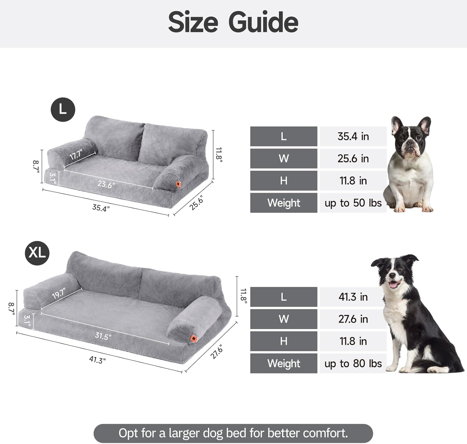 MEWOOFUN Orthopedic Dog Bed for Medium Dogs, Waterproof Dog Couch Dog Sofa, Supportive Foam Pet Bed with Removable Washable Cover and Nonskid Bottom (Grey, 35.4" L x 25.6" W x 11.8" Th)