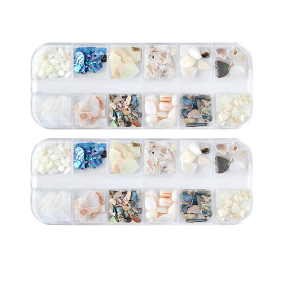 Lurrose 2 Sets Nail Art Shell Decoration Nail Abalone Slices 3D Charm Nail Art Ornament for DIY Craft Beauty Salon Nail Art Supplies Accessories