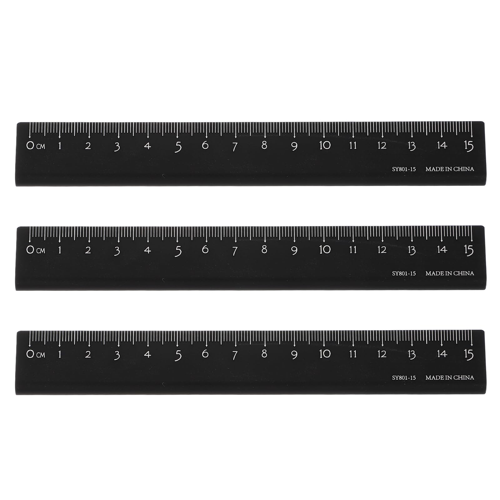 sourcing map 3pcs Metal Straight Ruler 15cm Metric Aluminum Alloy Triangle-shaped Hollow Measuring Rulers Scale Tools for Measure Study Reading Classroom Office, Black