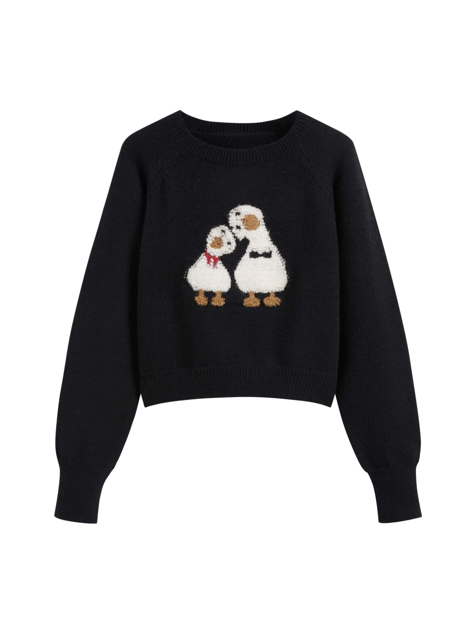 CIDER Oversized Sweater for Women Crew Neck Long Sleeve Knit Ducks Graphic Trendy Pullover Top Loose Fit