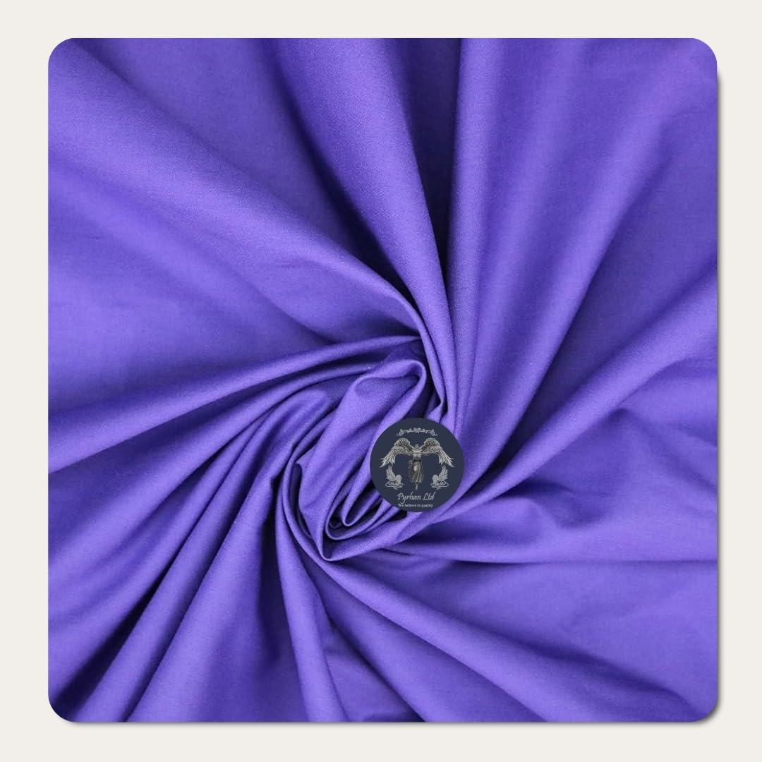 Poplin Purple Polycotton Fabric by The Metre UK, 45 inch Wide Polyester Cotton Sewing Material for Lining, Dressmaking Fabric, Quilting, Cotton Roll Clearance By Pyrhan, (Purple)