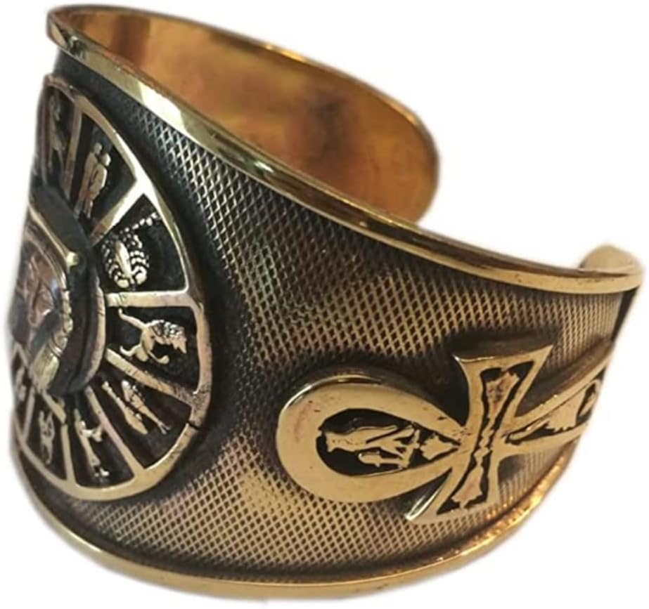 KemetArt Egyptian Bronze Bangle (Zodiac & Eye of Horus)