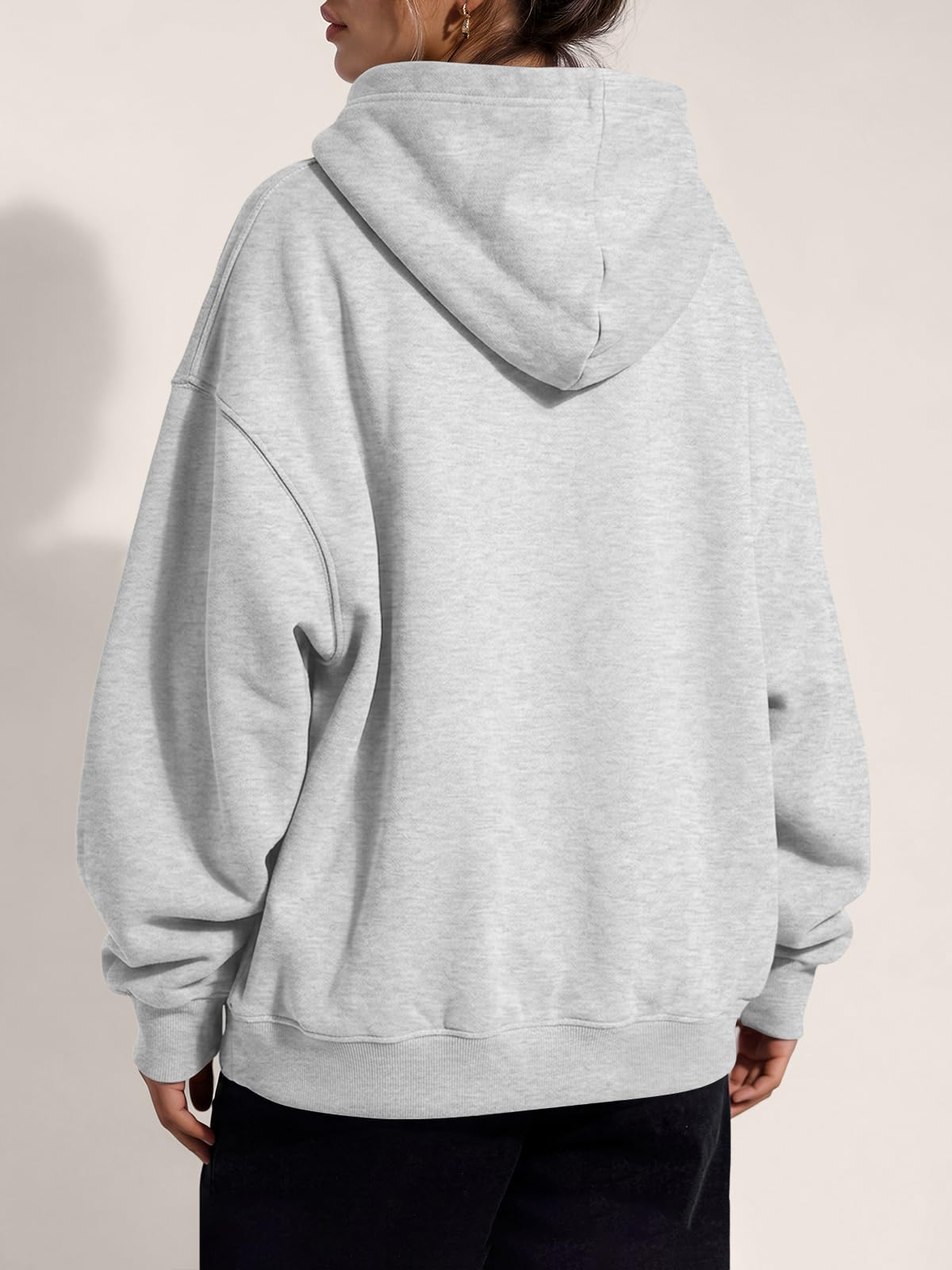 Trendy Queen - Sweat à capuche surdimensionné en polaire à manches longues pour femme - vêtement d’automne et d’hiver