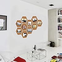 Vista 6 de HBlife Hexagon Cork Board Tiles 10 Pack Self-Adhesive Corkboards for Wall Pin Board Decorative Bulletin Board for Office Home Kitchen with 50