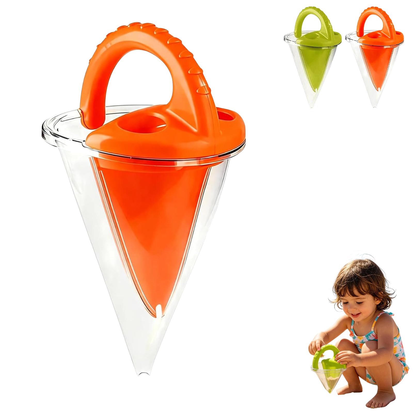 Drippy Sand Castle Maker Toys, Spilling Funnel Sand Toy, DIY Beach Sands & Water Mixing Toy, Beach Toys for Kids Ages 4-8 Castle Building Kit, Castle Building, STEM Learning Activity (Orange)