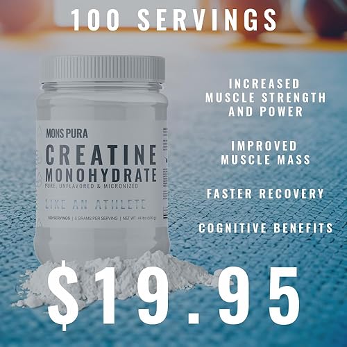 Miniatura 5 de Monohidrato de creatina en polvo 100% puro  17.64 oz  Micronizado, sin sabor  Crecimiento muscular, fuerza y resistencia  Ideal para atletas,