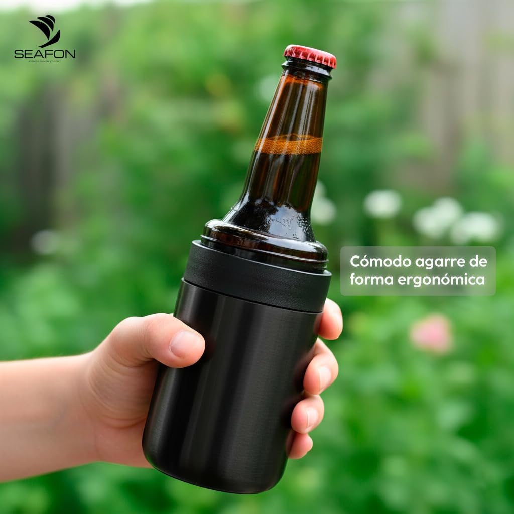 Enfriador de Cerveza para Botellas y Latas Doble Pared Acero Inoxidable y  Aislamiento Térmico Enfriador para Botella con Destapador Ideal para Playa  Camping en Eventos Deportivos (negro) : Amazon.com.mx: Hogar y Cocina