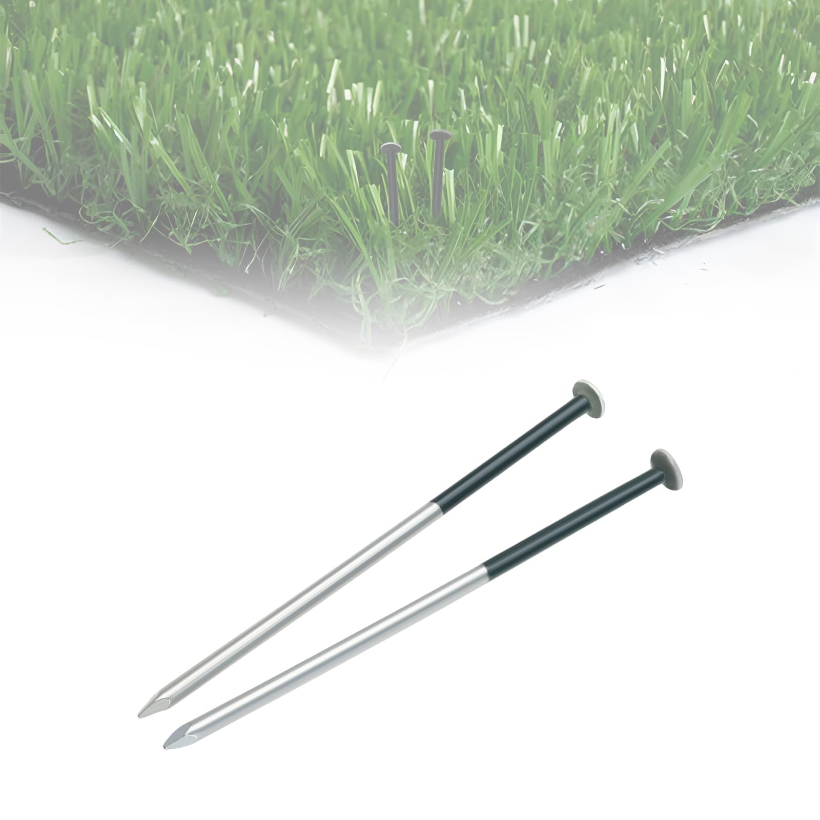 Lot de 50 clous à tête ronde galvanisés pour gazon artificiel Vert foncé 5 mm x 150 mm