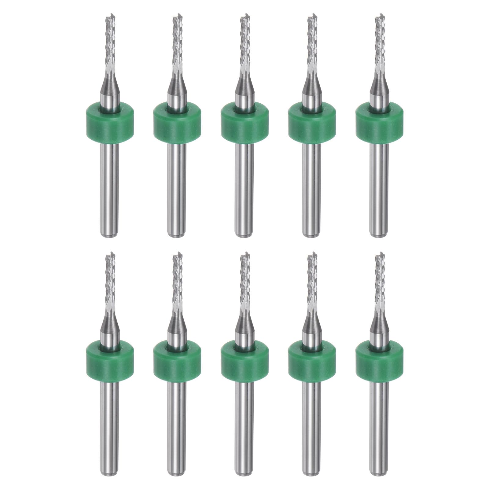 QUARKZMAN 10Pcs Embouts de Fraise 1,6 mm en Carbure de Tungstène pour Fraiseuse CNC, Outils de Gravure pour Circuit Imprimé, Machine de Fraisage du Bois, Tige Droite de 1/8 Pouce