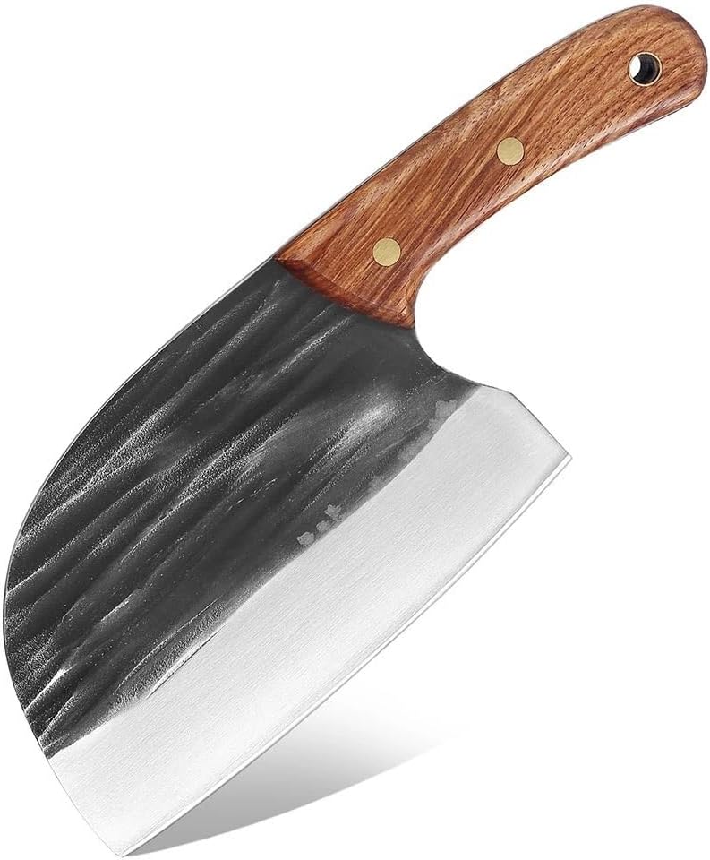 MAYIT Meat Cleaver Knife, Full Tang Kitchen Boning Knife Handmade Forged Butcher Knife Serbian Chef Knife Multi Cleaver For Meat, Fish And Vegetables, MAYiT5475