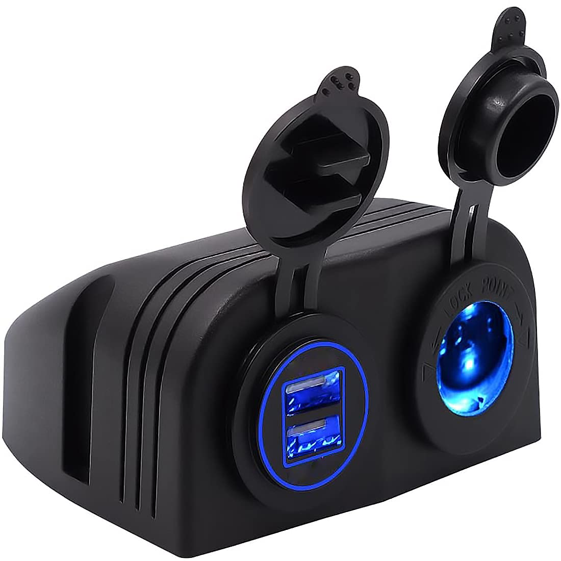 Waterproof Dual USB Charger Power Adapter (5V 2.4A / QC3.0 Quick Charge 3.0) + Cigarette Lighter Socket Tent Type Panel 12 / 24V DC for Car Motorcycle