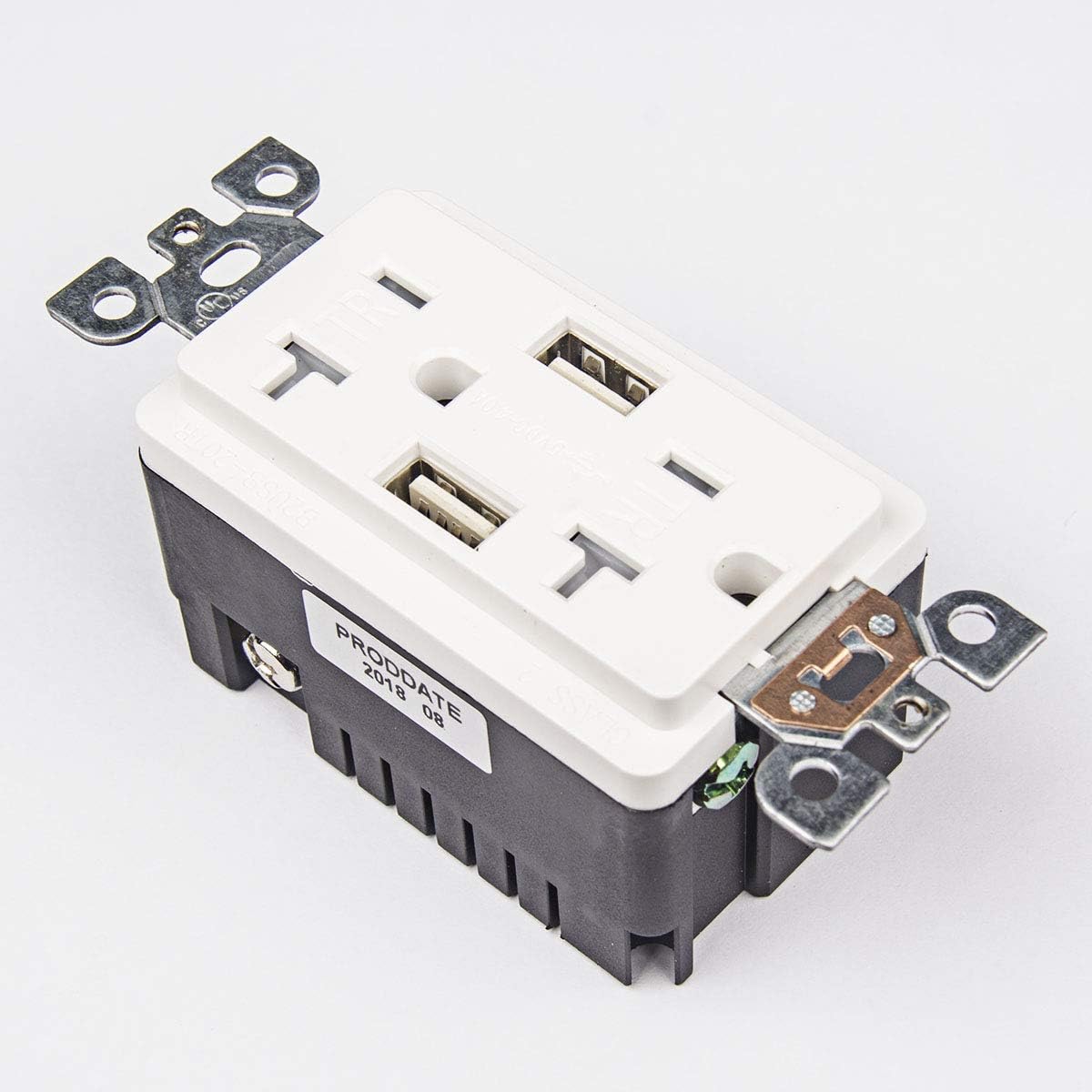 USB Outlet, 4.0A USB Outlet, USB Wall Outlet, USB Charger Outlet, Dual USB Charger with 20A Tamper Resistant Duplex Receptacle (6, White)