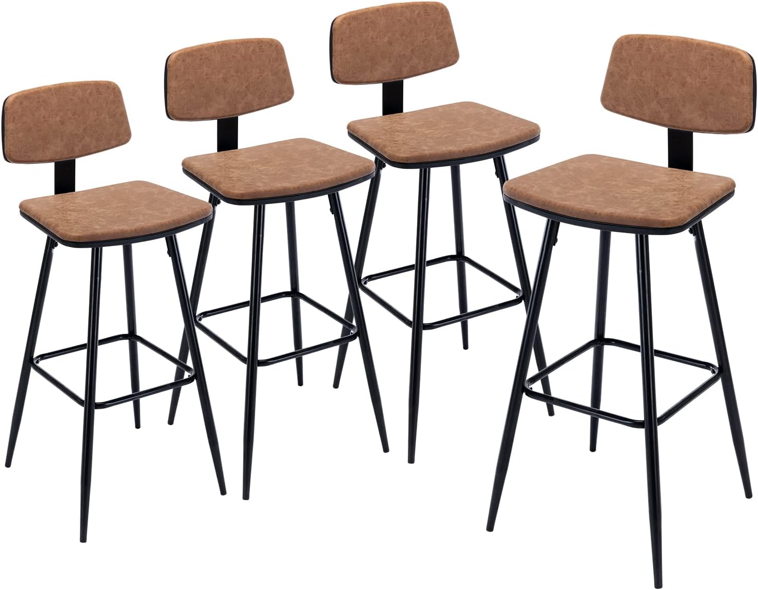 Kmax PU Leather Bar Stools 29” Industrial Counter Height