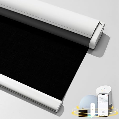 MUSCLEAREA Persianas motorizadas con control remoto inteligente para ventana, persianas enrollables automáticas inalámbricas, persianas eléctricas