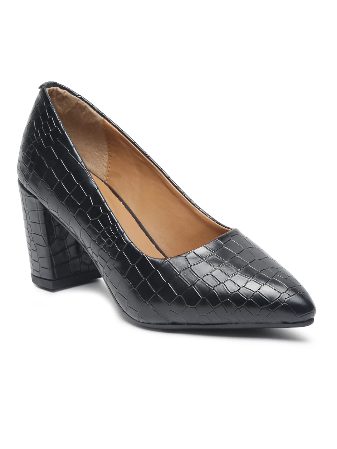 Bruno ManettiWomen's Mini Croco Slipon Pointed Toe Back Close Comfort Heel Pumps