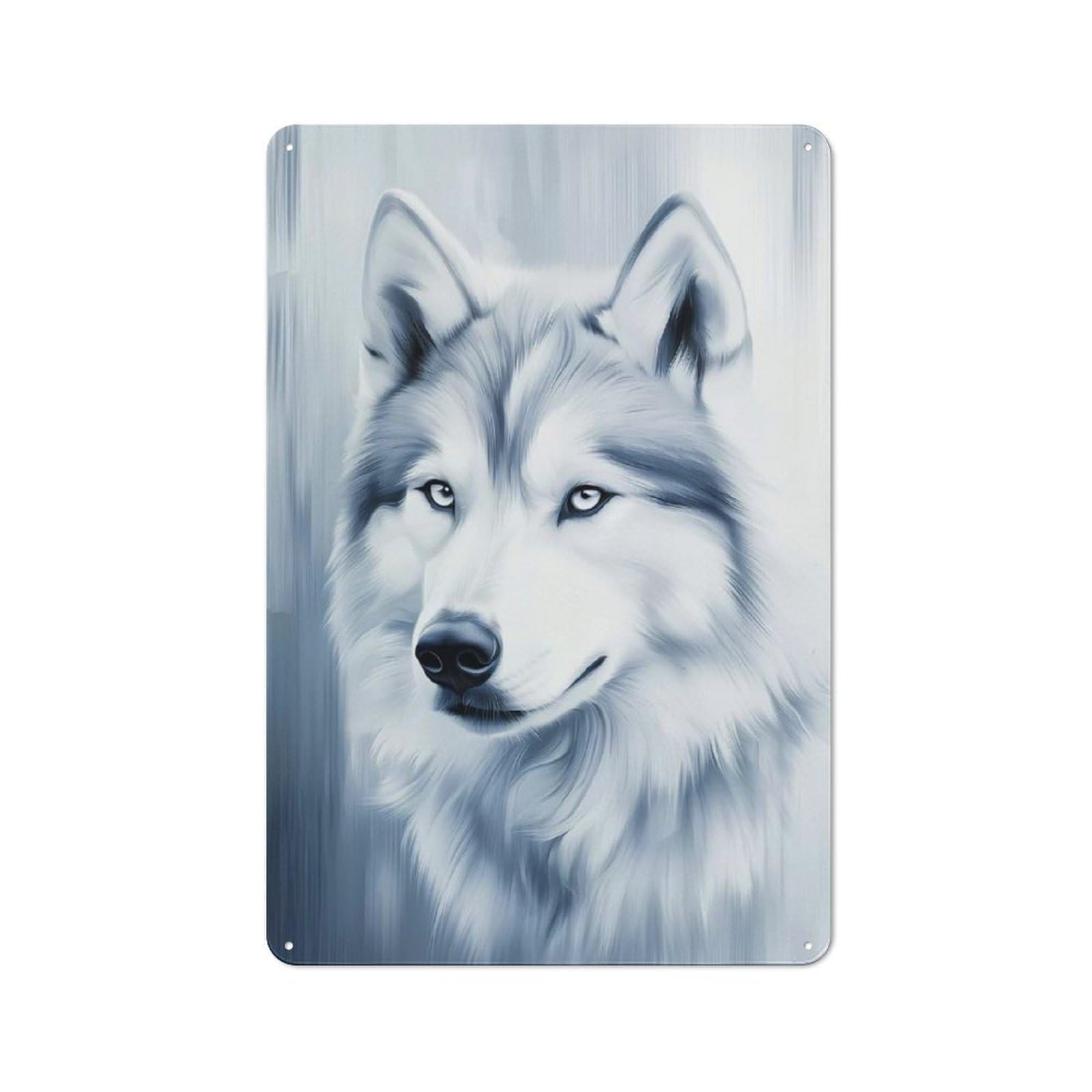 Junmoney Style-12 Siberian Husky Portrait In Blue Tones Retro Metal Wall Sign 30X20cm For Living Room Or Hallway, For Collectors Decorating Living Rooms And Hallways