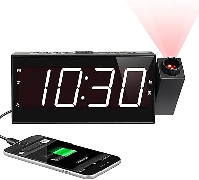 Mesqool Digital 180 Projection Alarm Clock For Bedroom Fm Radio Loud Dual Alarms Usb Charging Mesqool Digital 180 Projection Alarm Clock For Bedroom Fm Radio Loud Dual Alarms Usb Charging