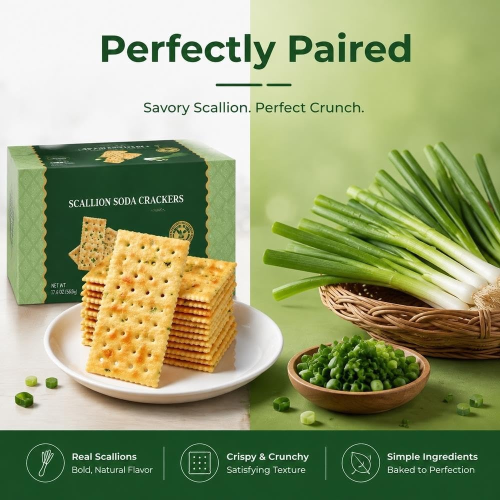 Galletas de Soda de Cebolleta, Snack Crujiente No Frito 500g