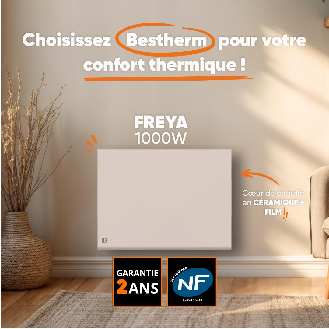 BESTHERM FREYA 1000W Radiator with key features highlighted