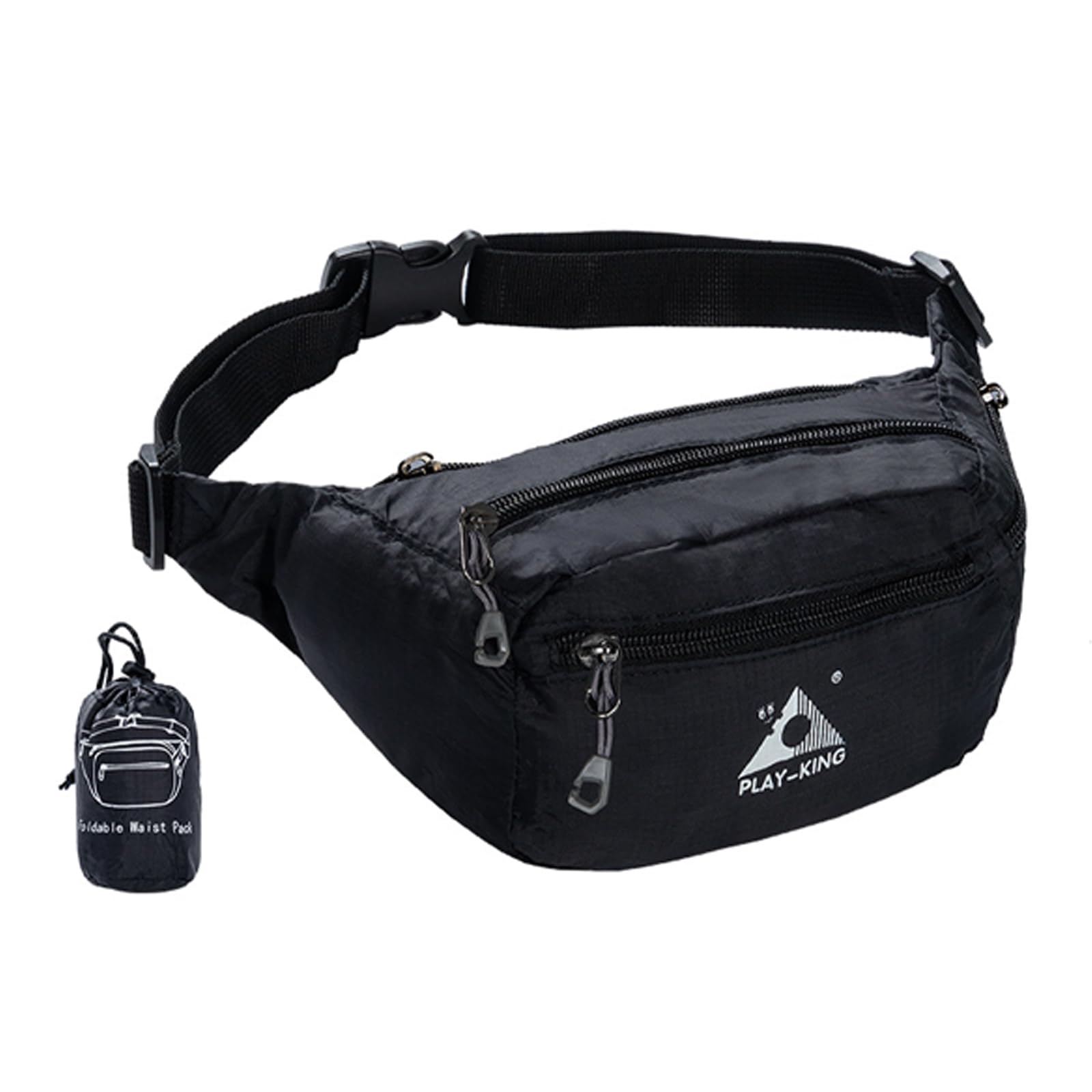 AYNKH Black Ultralight Foldable Bum Bag, Stylish Waterproof for Outdoor Travel Hiking Men and Women Black, Black, Casual