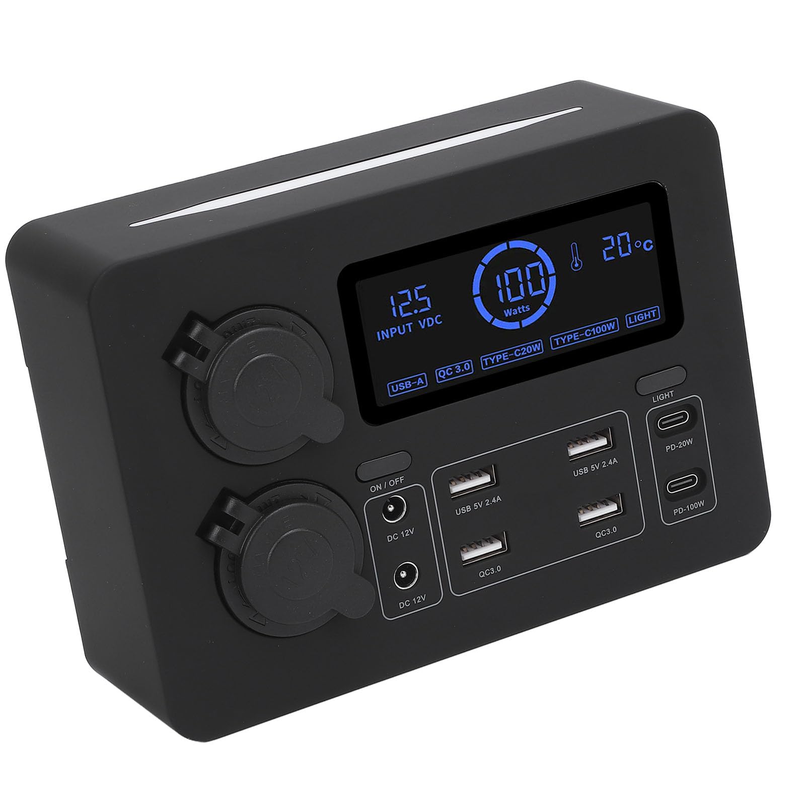 Generic Pasuje do Mini Zasilacza Wydajny Wyświetlacz LCD 100 W Port USB C QC3.0 do łodzi RV Samochodów Wielofunkcyjna Skrzynka Rozdzielcza Zasilania