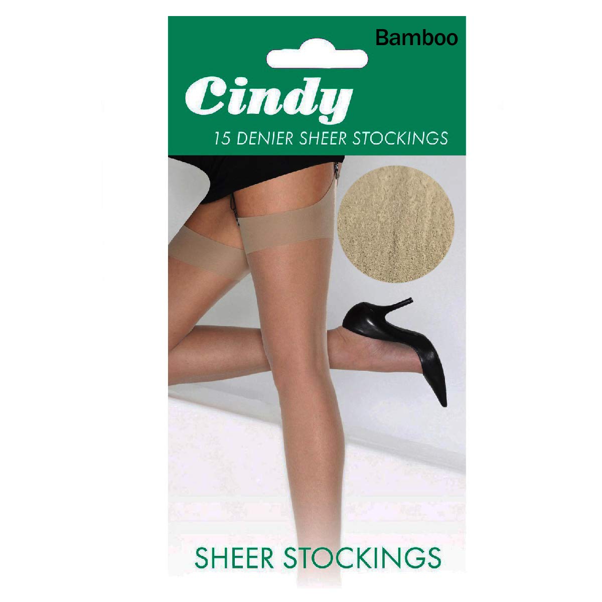 Cindy Women's Bamboo 15 Denier Sheer Stockings Reinforced Toe 3-8 100% Nylon Smooth