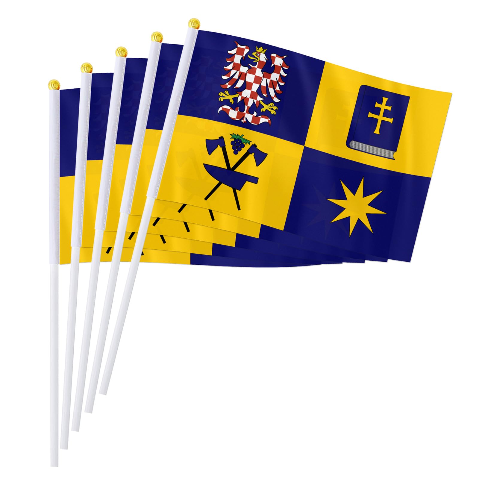 PTEROSAUR Zlin Handflagge, 14 x 21 cm, Zlin Handstab, kleine Flagge, Schreibtisch-Dekoration, 100 Stück