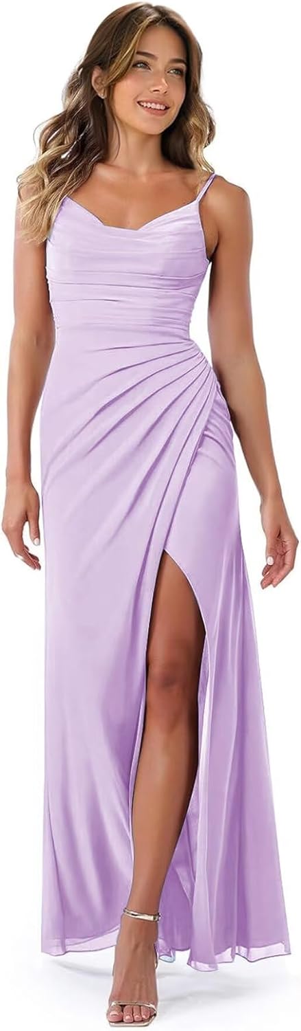 Noras dress Spaghetti Strap Bridesmaid Dresses Wedding Long Slit