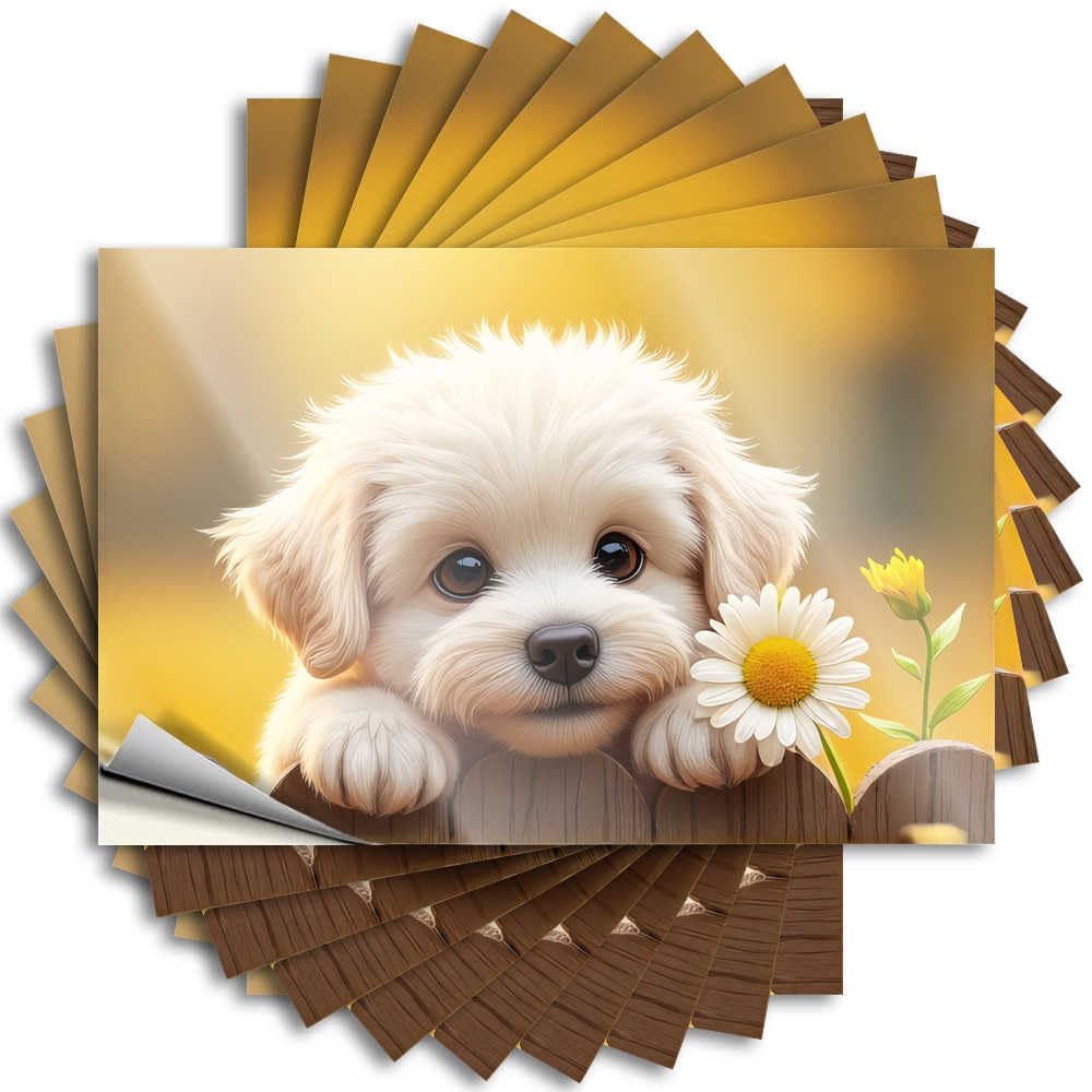 Fall Decor Outdoor Bumper Saying - Adorable Puppy Peeking Over Wooden Fence with Flowers Cozy Durable Sticker Easy Apply for Tiki Decor(6X9CM)