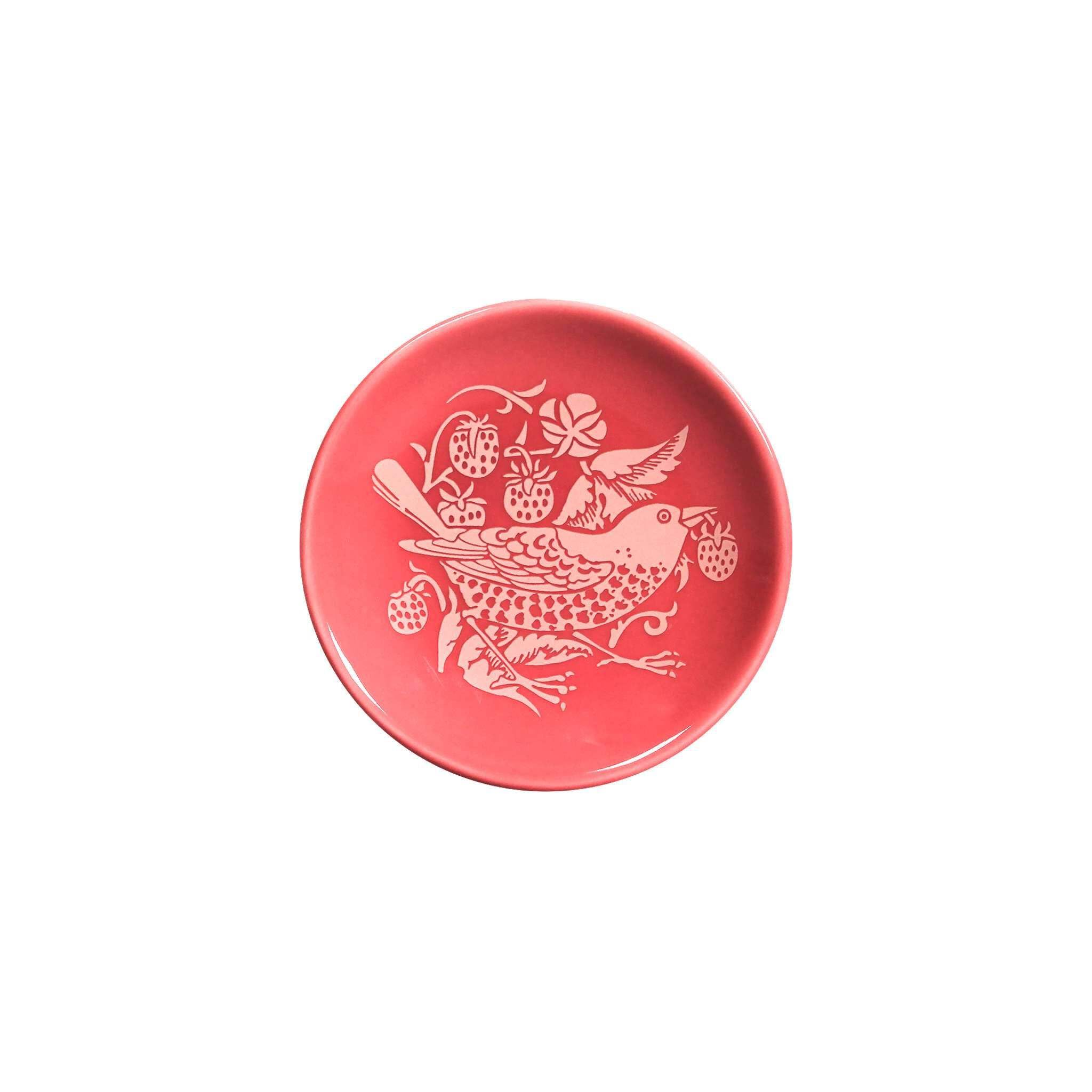 Plateau rond grès Half Moon Bay William Morris coupelle framboise