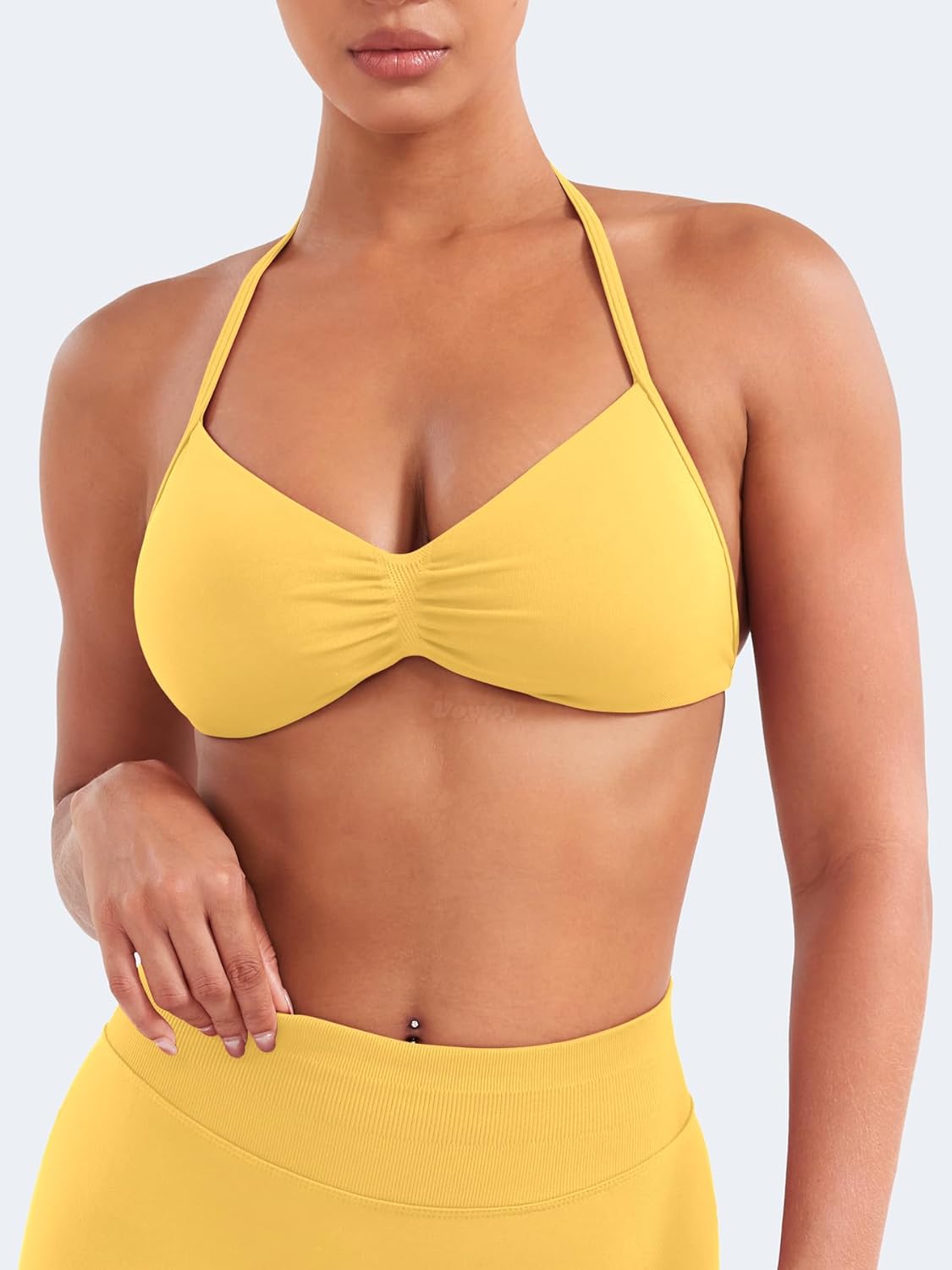 VOYJOY Impact Strappy Sports Bra Adjustable Padded Workout Gym Yoga Bra Crop Top for Women - Image 3