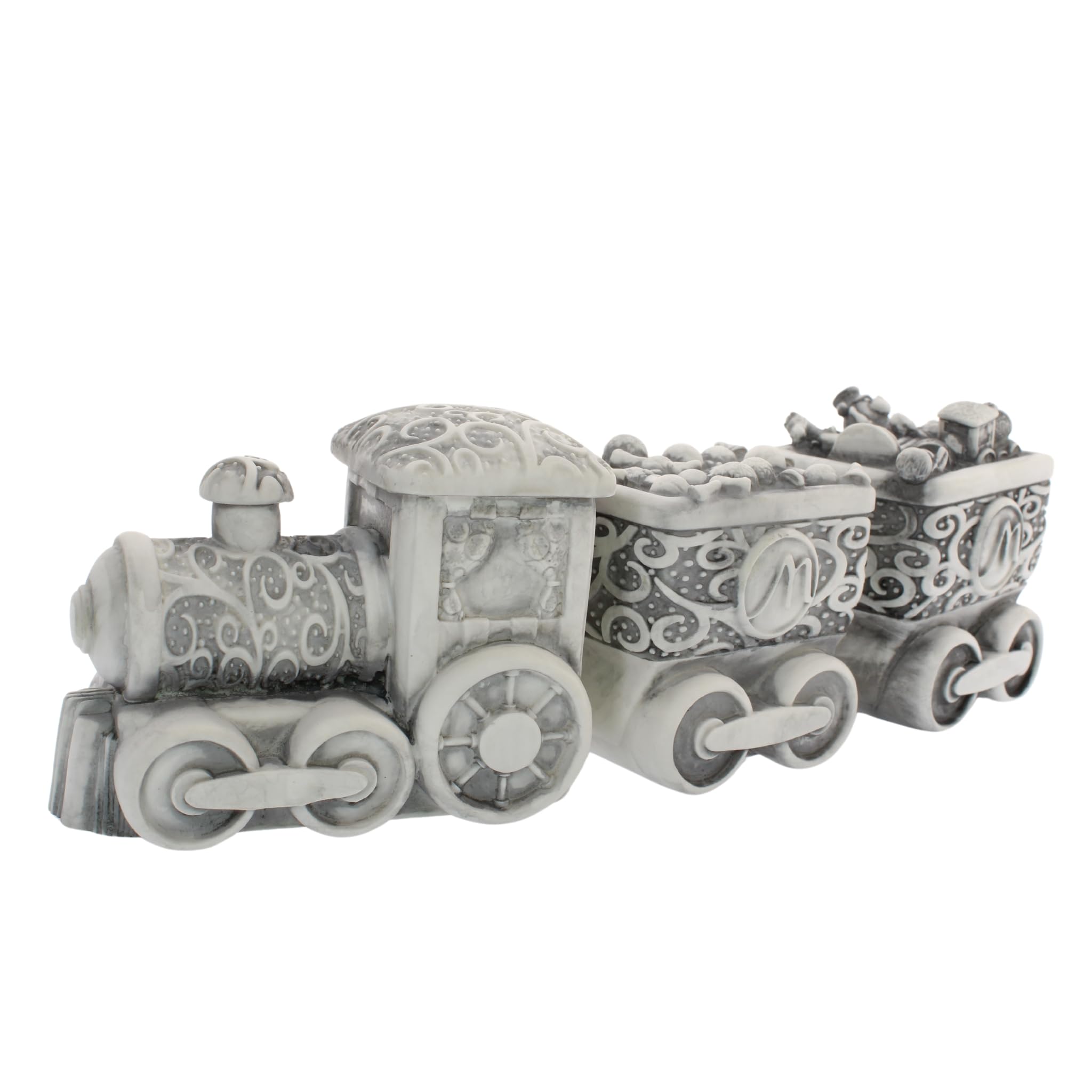 Moranduzzo Firenze 1946 - Soprammobile Treno Merano in Marmoresina effetto statua, Pitturato e Decorato a Mano, 100% Made in Italy (Treno Merano completo)