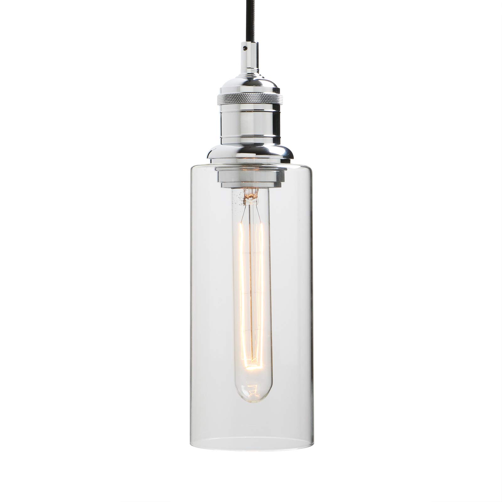 Yosoan Lighting Industrial Loft Bar Long Glass Shade Pendant Light Fittings, Edison Hanging Ceiling Lamp Chandelier Decorative Lighting for for Kitchen Island Living Room Bedroom Dining Room