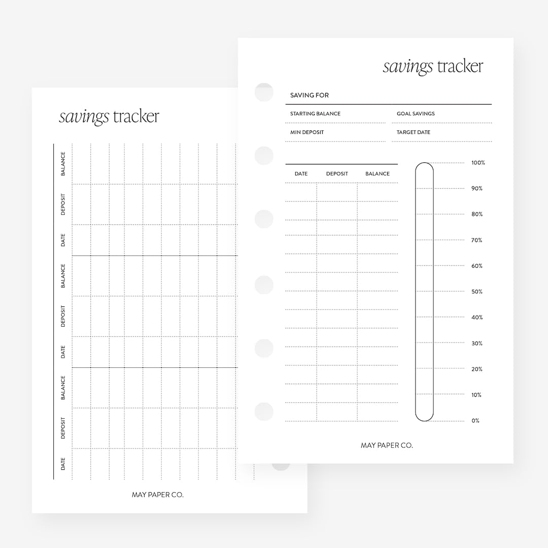 Pocket Savings Tracker Planner Insert Agenda Refill for Pocket size 6 Ring Binder 3.2 x 5