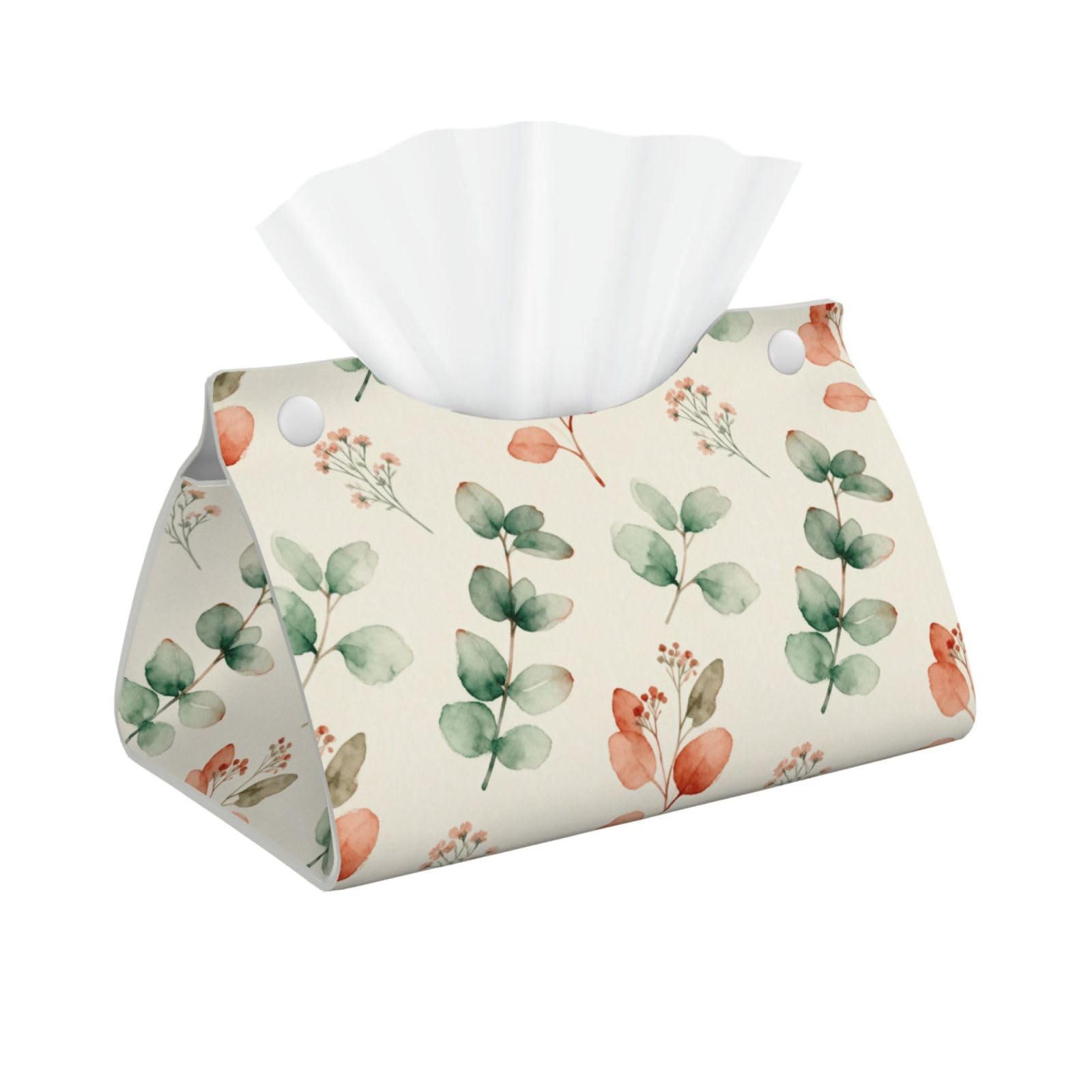Plant Diary Long Leather Tissue Box Cover-Waterproof PU Leather Tissue Holder for Bathroom, Decorative Rectangular Tissue Case