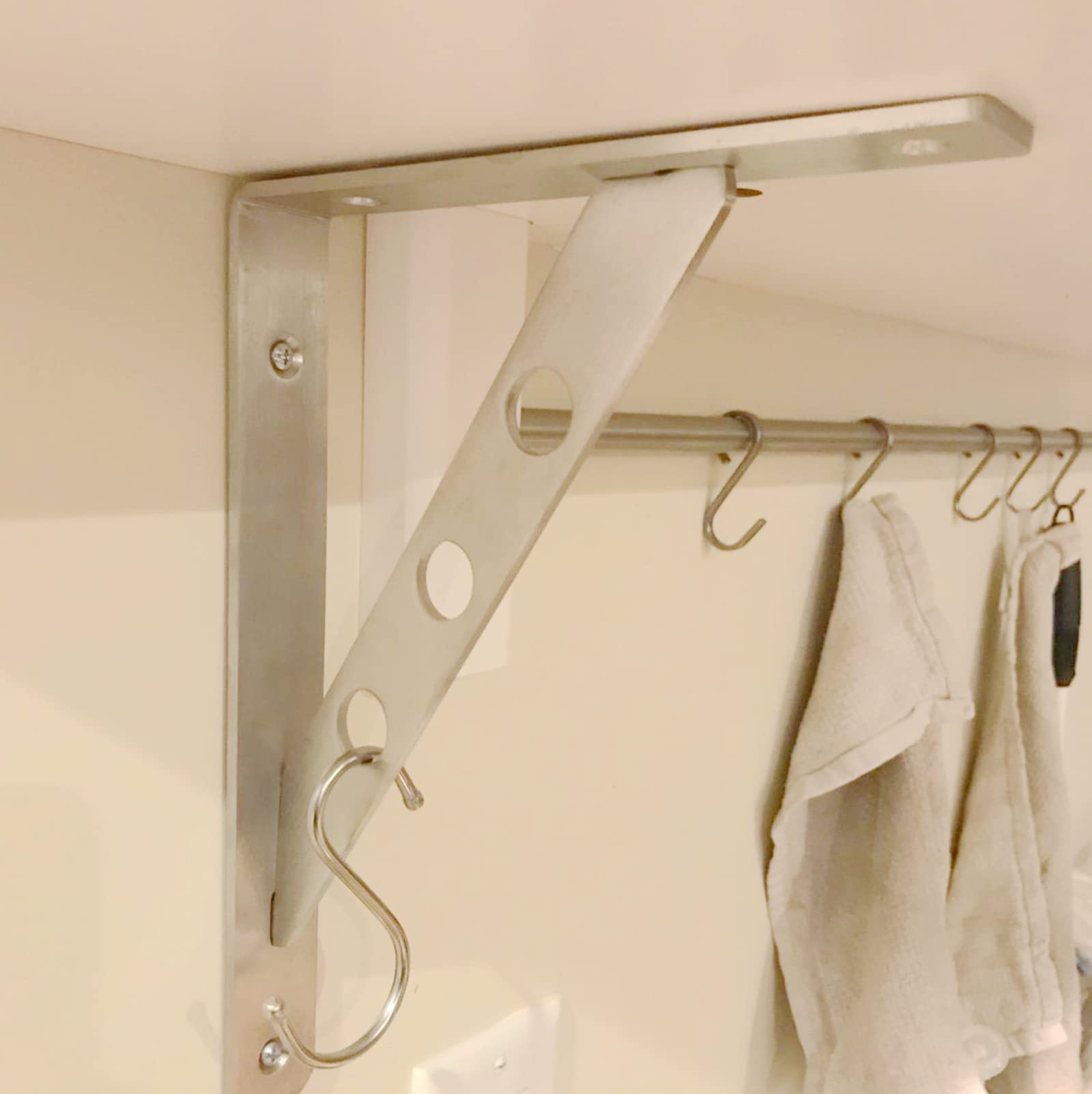 8 Pezzi Staffe Triangolari per Mensole Pesanti in Acciaio Inossidabile, Reggimensola da Muro 250x150x20 mm, Portata 30 kg, con Viti, Argento