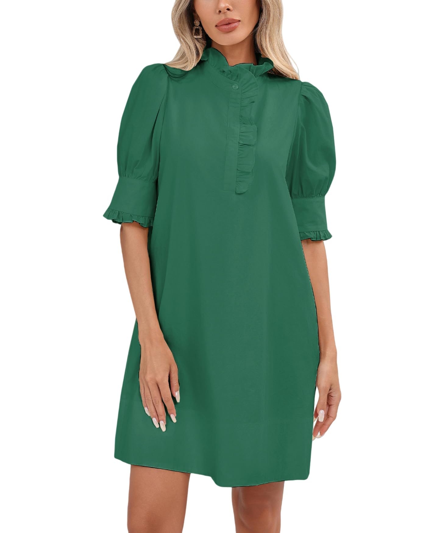 YEXPINE Ruffle Collar Mini Dress